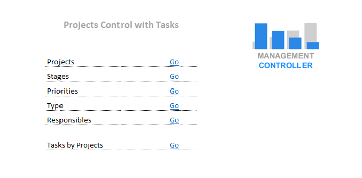 Projects control with tasks Free Excel Template