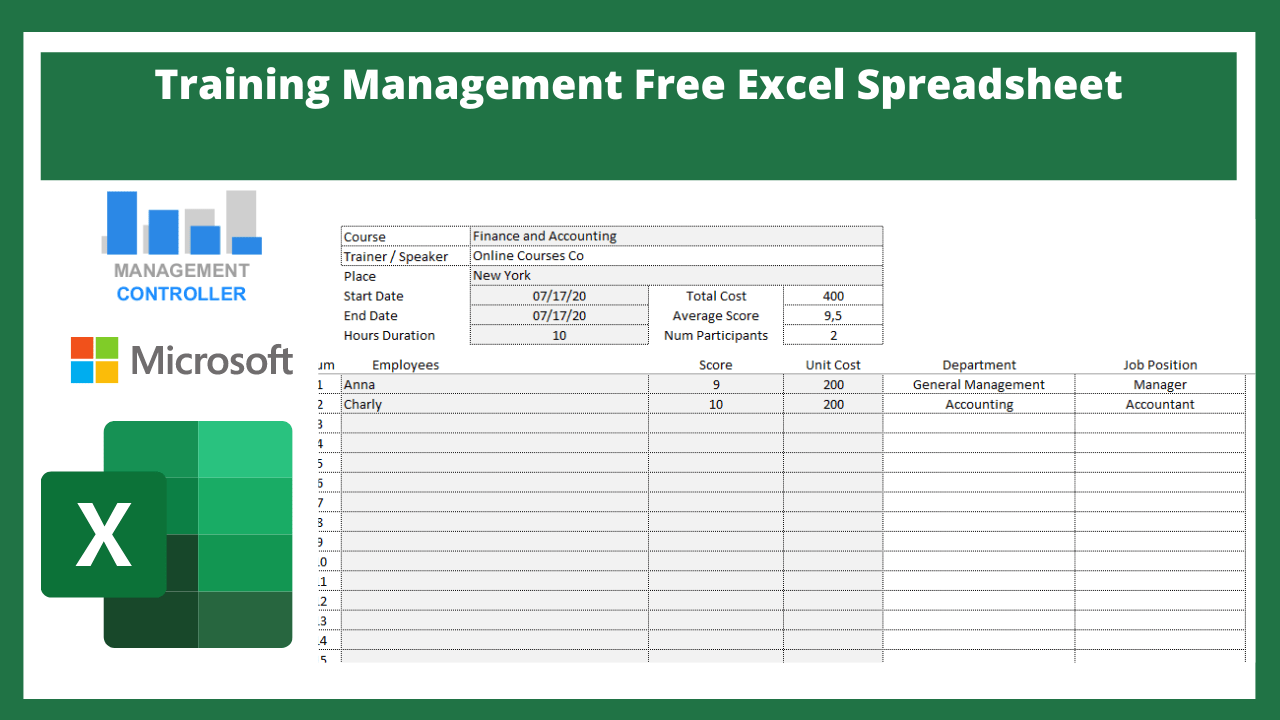 Training Management Free Excel Spreadsheet