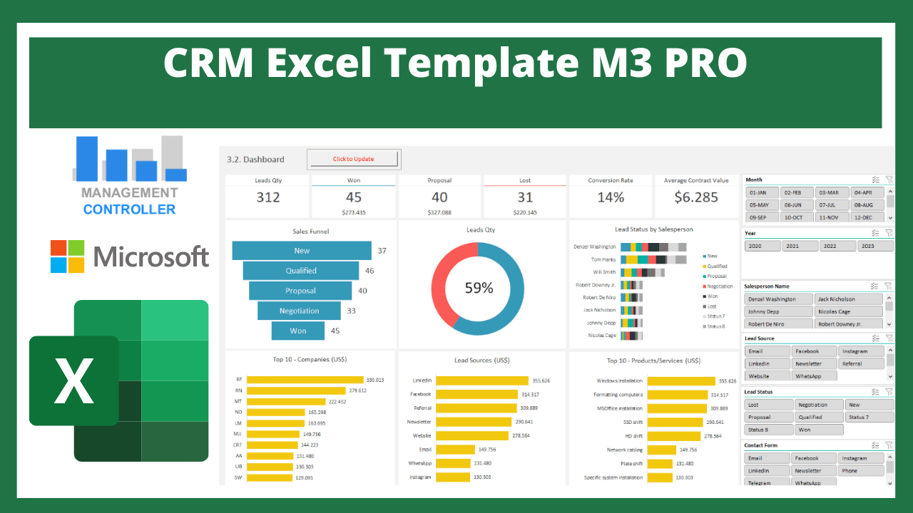 CRM Excel Template M3 PRO