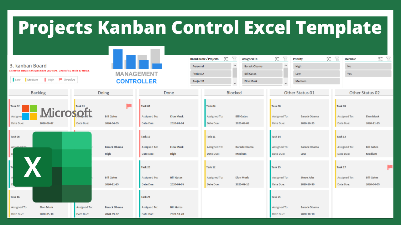 Projects Kanban Control Excel Template