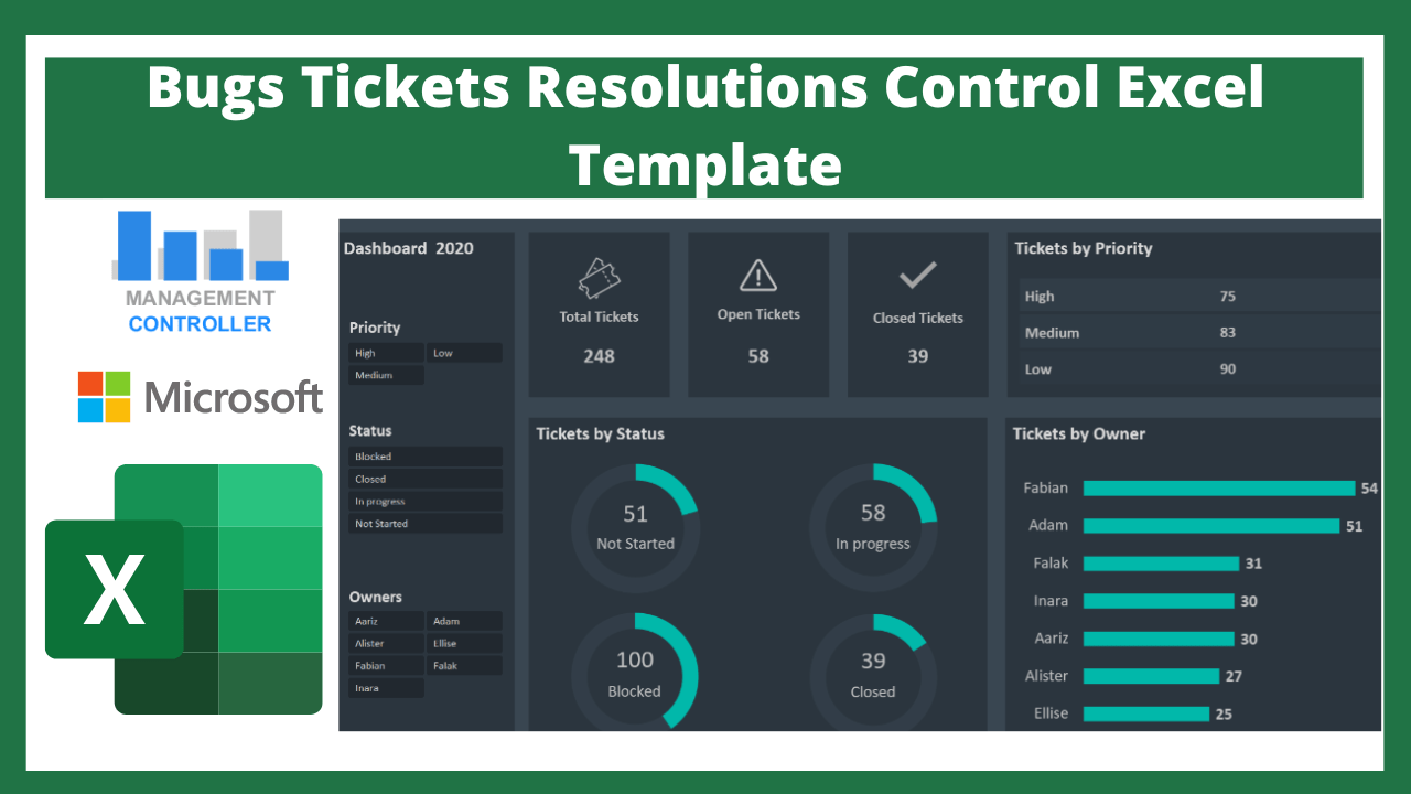 Bugs Tickets Resolutions Control Excel Template