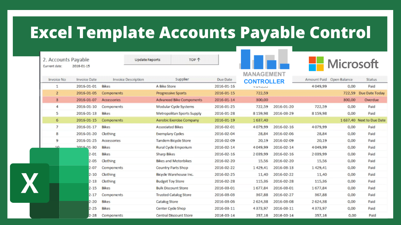 Excel Template Accounts Payable Control