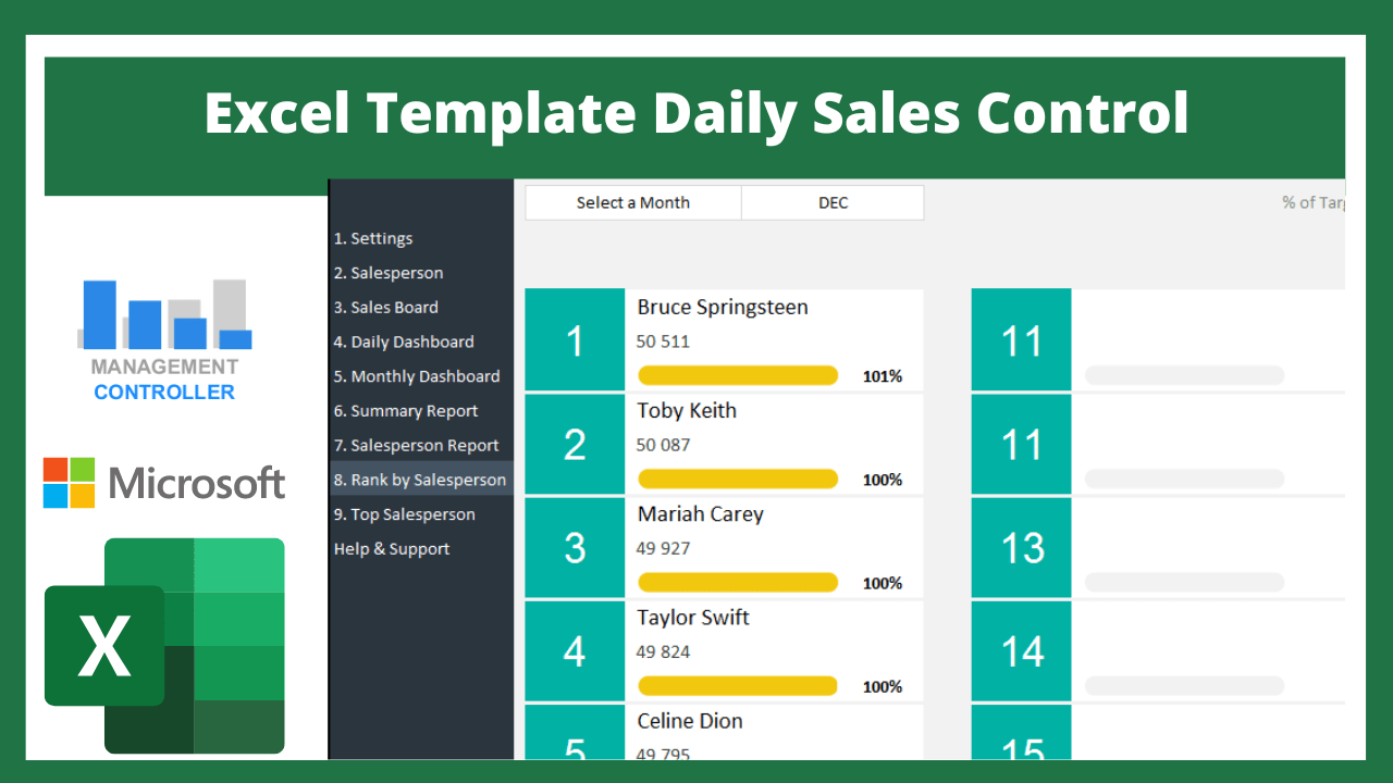 Excel Template Daily Sales Control