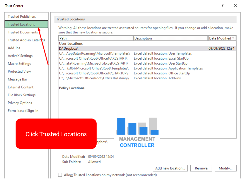 05 Security Macros Excel files downloaded internet from trusted sites