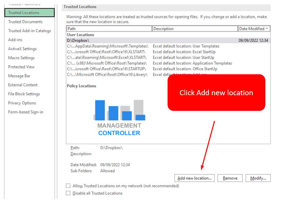 06 Security Macros Excel files downloaded internet from trusted sites