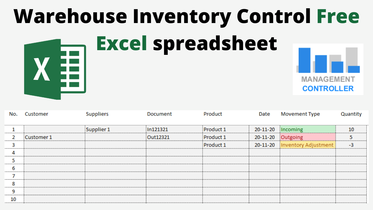 Warehouse Inventory Control Free Excel spreadsheet